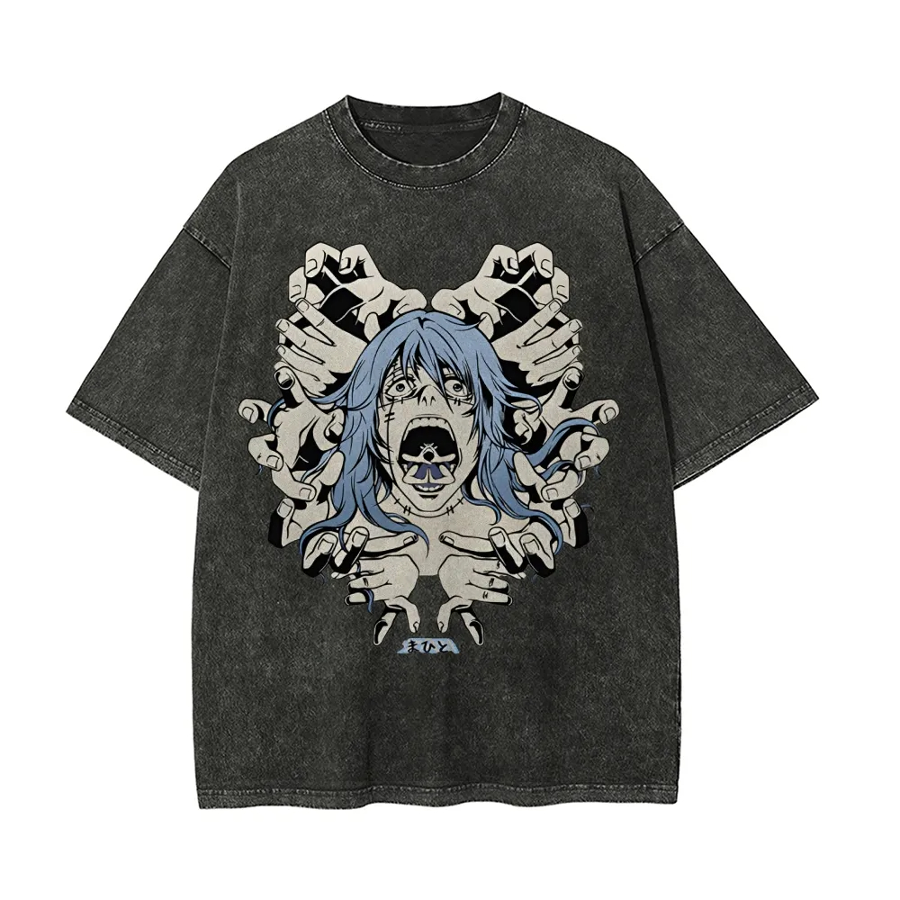 Acid Wash Vintage Graphic T Shirt - เสื้อยืด Mahito Jujutsu Kaisen ลายกราฟิกวิญญาณผีภูต สำหรับผู้ชาย