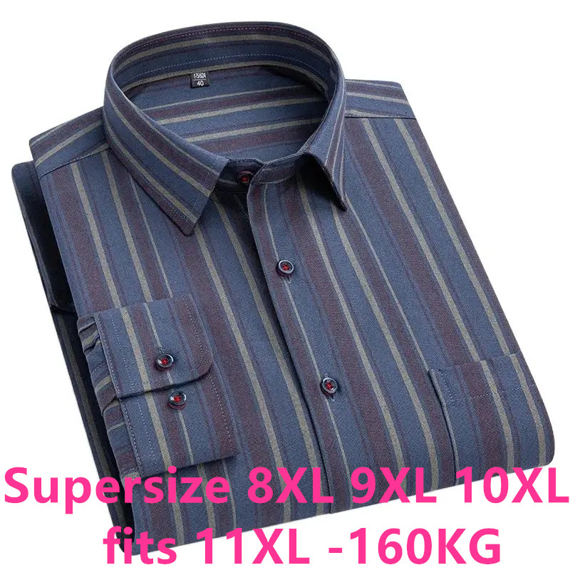 Oxford Cotton Casual Shirt Business - ขนาดใหญ่ 11XL 10XL 9XL 8XL 100