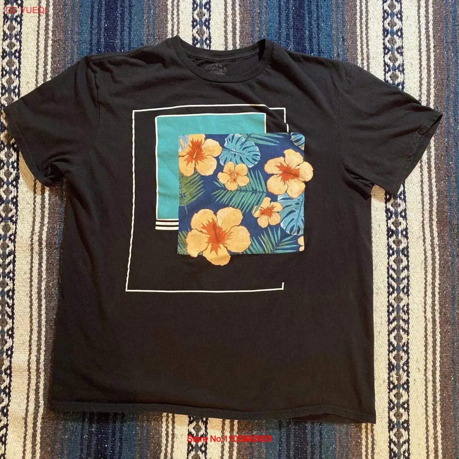 Vintage Hawaiian Floral Shirt - เสื้อยืดลายดอกไม้สไตล์ฮาวายลายเรขาคณิตอาร์ตเดโค Y2K ไซส์ XL วินเทจ ลุคสตรีทแวร์