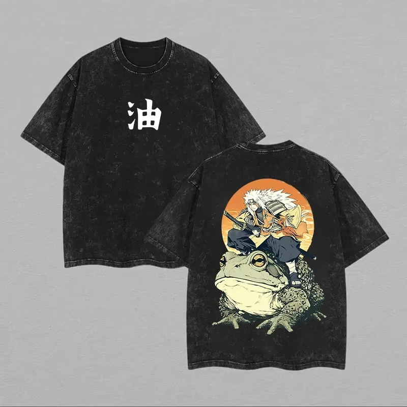 Acid Wash Vintage Graphic T Shirt - เสื้อยืดจิไรยะ ปี 2026 ลายนารูโตะ โทด ซันนิน