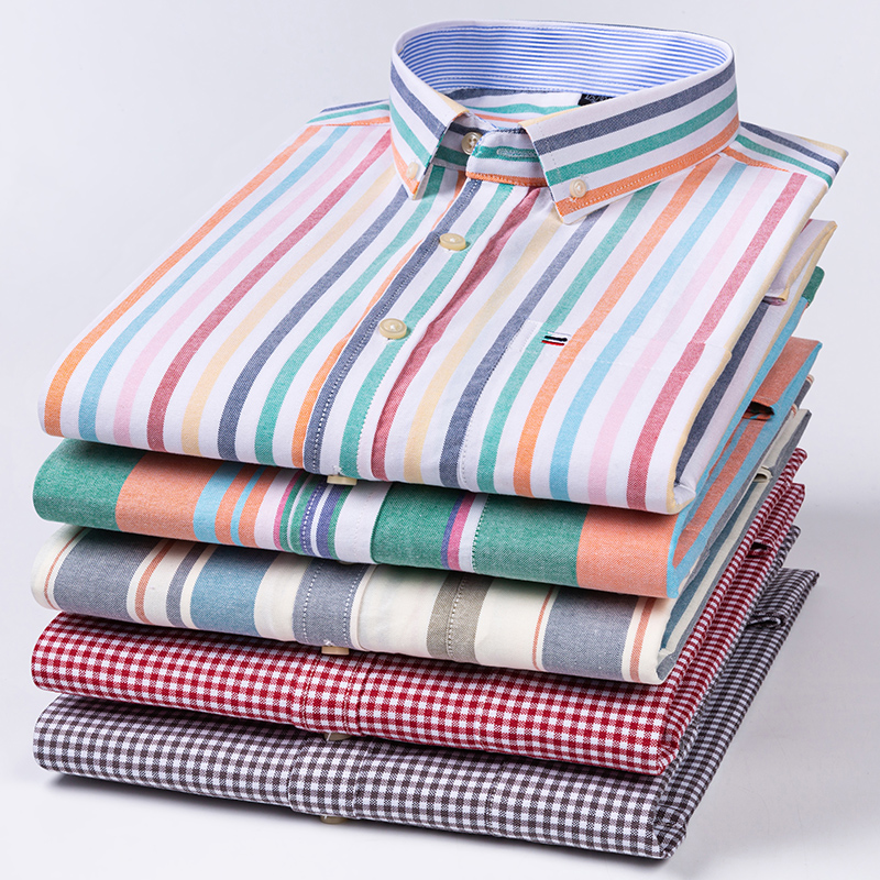 Oxford Cotton Casual Shirt Business - ผ้าฝ้ายคุณภาพสูงธุรกิจแฟชั่น Oxford ชายเสื้อแขนสั้นผู้ชายใหม่ PLUS ขนาดเสื้ออย่างเป็นทางการเสื้อผ้าผู้ชาย