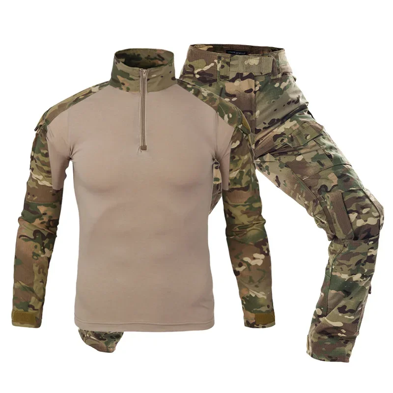Tactical Military Shirt Cargo - ชุดยุทธวิธีทหารชาย สีดำ ชุดทหารแบบ Frog Suit เสื้อแขนยาว