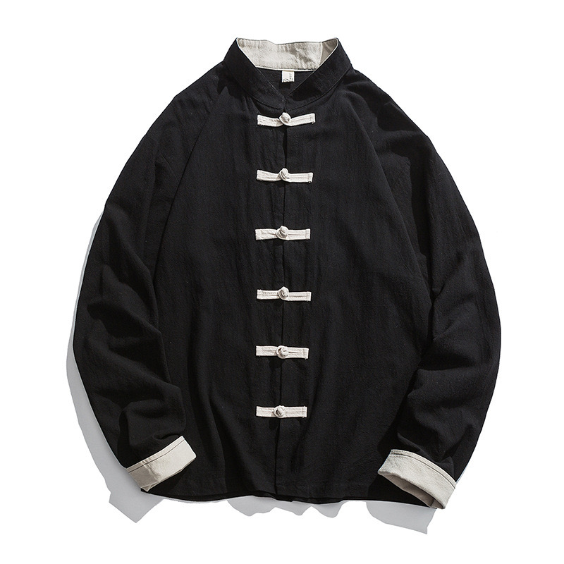 Mens Linen Shirt Long Sleeve - 2026 ใหม่เสื้อแจ็คเก็ตชุดกิโมโนผู้ชายเสื้อผ้าจีนแบบดั้งเดิมผ้าลินินฮันฟูแขนยาวชุดถังเสื้อกังฟูเสื้อคลุมคาร์ดิแกน M-5Xl