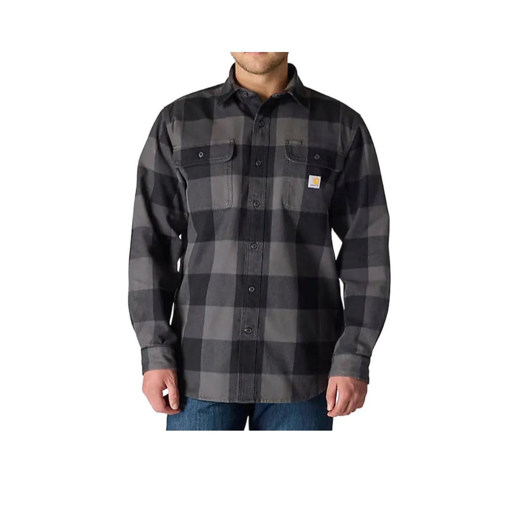Flannel Plaid Shirt Heavy Weight - คาร์ฮาร์ทท์ FW25 107013 เสื้อเชิ้ตแขนยาวลายสก็อตผ้าฟลานเนลเนื้อหนา ทรงหลวมสำหรับผู้ชาย