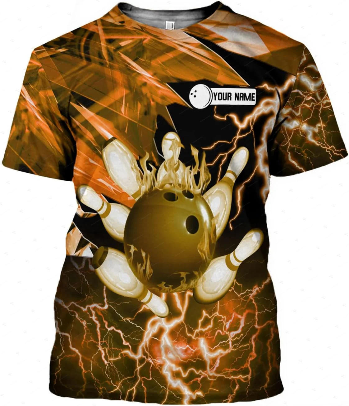 Short Sleeve Bowling Shirt Retro - Custom ชื่อ Gradient โบว์ลิ่งเปลวไฟ Graffiti สีสัน