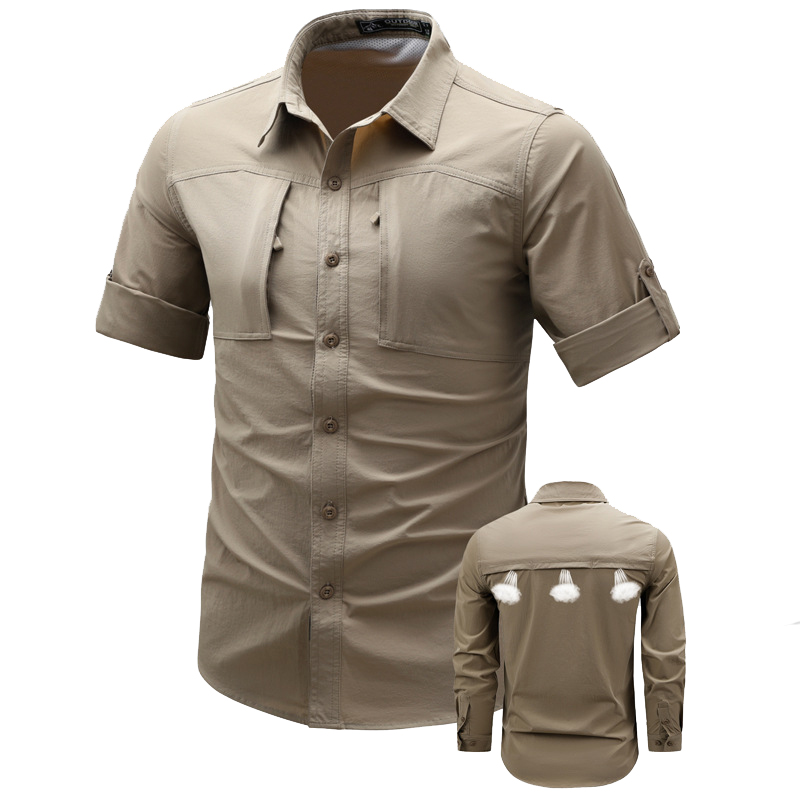 Tactical Military Shirt Cargo - ฤดูใบไม้ผลิฤดูใบไม้ร่วงเสื้อแขนยาวผู้ชายแบบคาร์โก้ แห้งเร็ว เสื้อทำงานกันน้ำสำหรับผู้ชาย เสื้อเชิ้ตเดินป่าทหารแบบหลวมหลายกระเป๋า