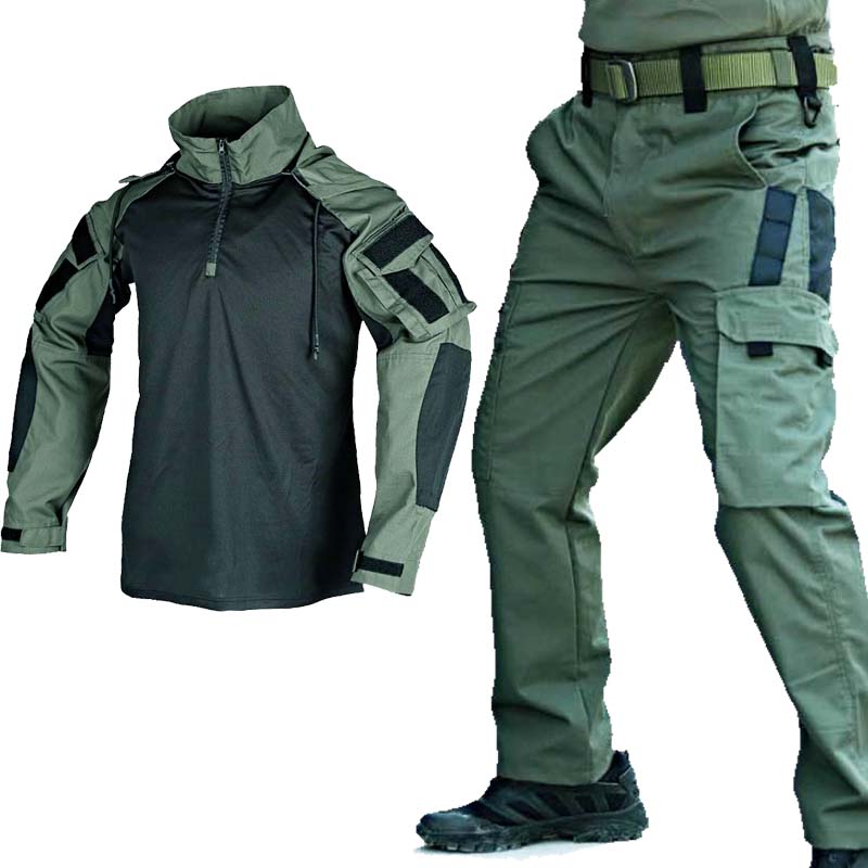 Tactical Military Shirt Cargo - ชุดยุทธวิธีทหาร เสื้อฟร็อก + กางเกงคาร์โก้หลายกระเป๋า ชุดต่อสู้ สำหรับแอร์ซอฟท์