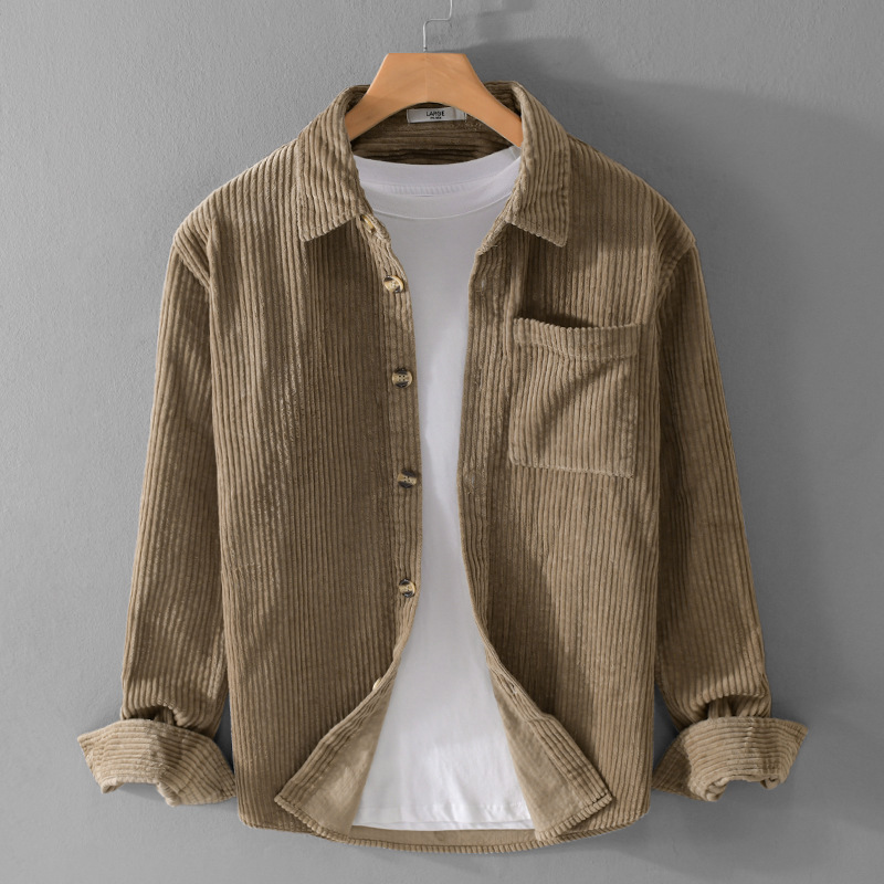 เสื้อเชิ้ตผ้าลูกฟูกผู้ชายใหม่ป - Corduroy Button Up Shirt Men บทวิจารณ์และราคา