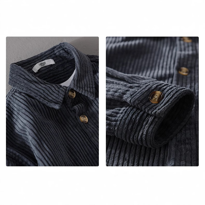 เสื้อเชิ้ตผ้าลูกฟูกผู้ชายใหม่ป - Corduroy Button Up Shirt Men บทวิจารณ์และราคา