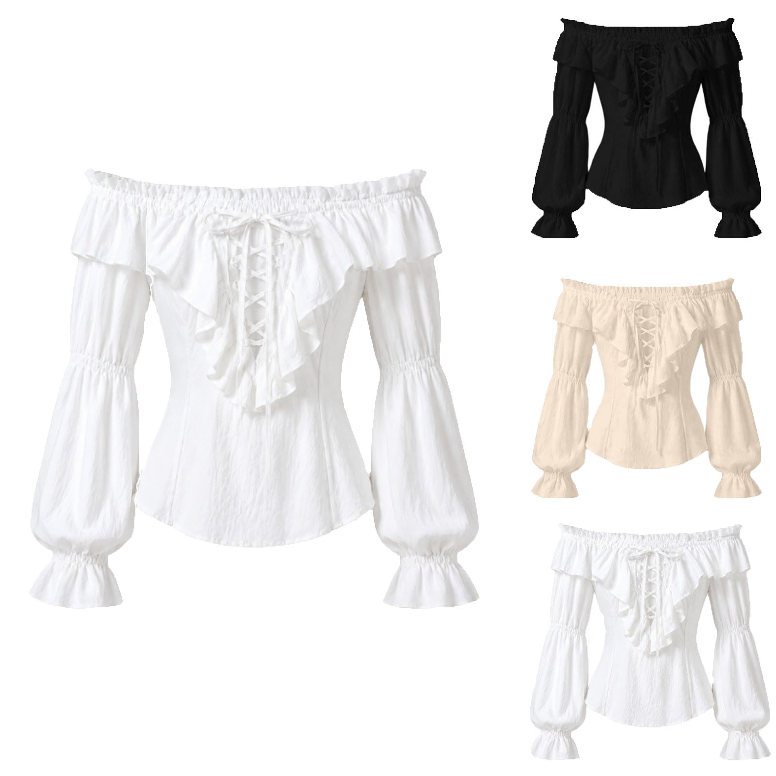 เสื้อเชิ้ตโจรสลัดผู้หญิง สไตล์ - Medieval Gothic Lace Up Pirate Shirt บทวิจารณ์และราคา