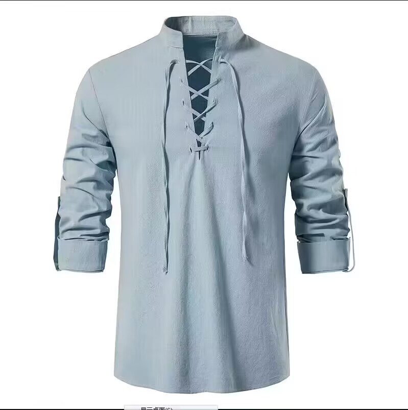 เสื้อเชิ้ตโจรสลัดผู้ชาย สไตล์ไ - Medieval Gothic Lace Up Pirate Shirt บทวิจารณ์และราคา