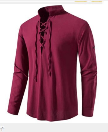 เสื้อเชิ้ตโจรสลัดผู้ชาย สไตล์ไ - Medieval Gothic Lace Up Pirate Shirt บทวิจารณ์และราคา
