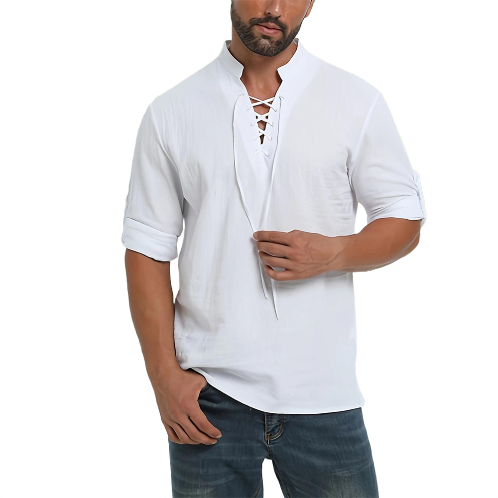 เสื้อเชิ้ตผู้ชายสไตล์โจรสลัด ว - Medieval Gothic Lace Up Pirate Shirt บทวิจารณ์และราคา