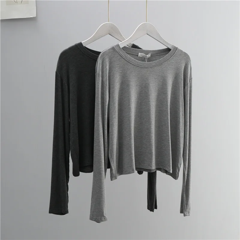 เสื้อยืดแขนยาวคอโอ ผ้าผสมคอตตอ - T-Shirts บทวิจารณ์และราคา