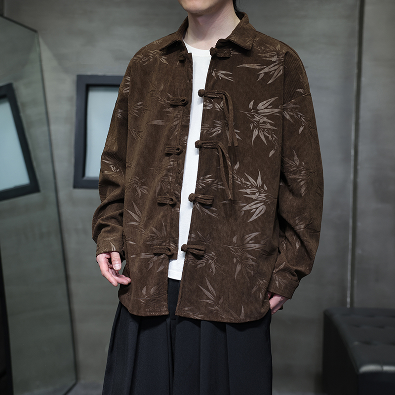 เสื้อเชิ้ตผู้ชายสไตล์เรโทร ผ้า - Corduroy Button Up Shirt Men บทวิจารณ์และราคา