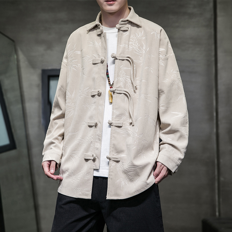 เสื้อเชิ้ตผู้ชายสไตล์เรโทร ผ้า - Corduroy Button Up Shirt Men บทวิจารณ์และราคา
