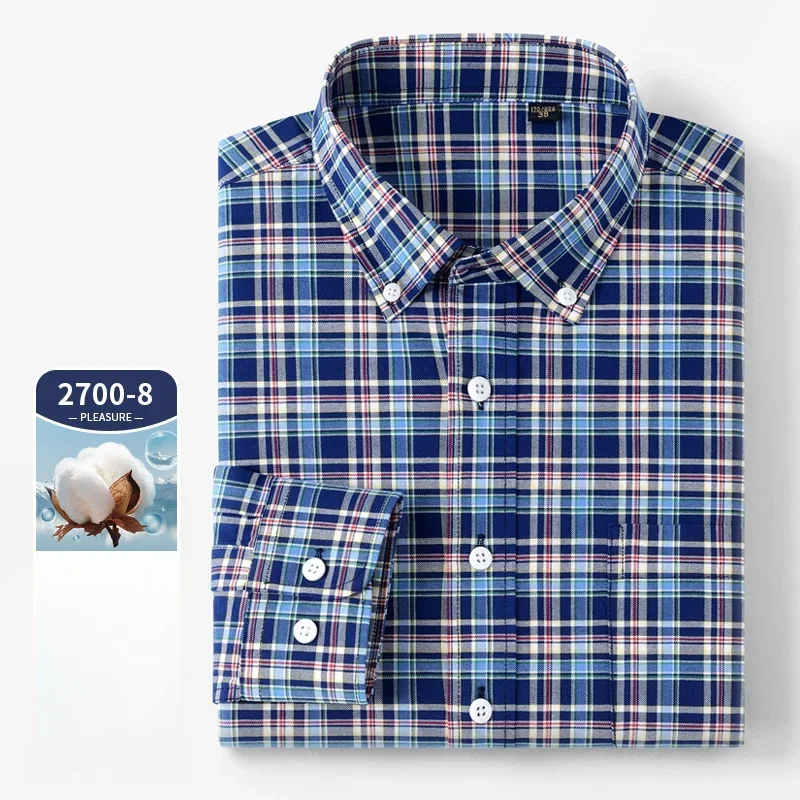 คุณภาพสูงเสื้อแขนยาวผู้ชายกระเ - Oxford Cotton Casual Shirt Business บทวิจารณ์และราคา