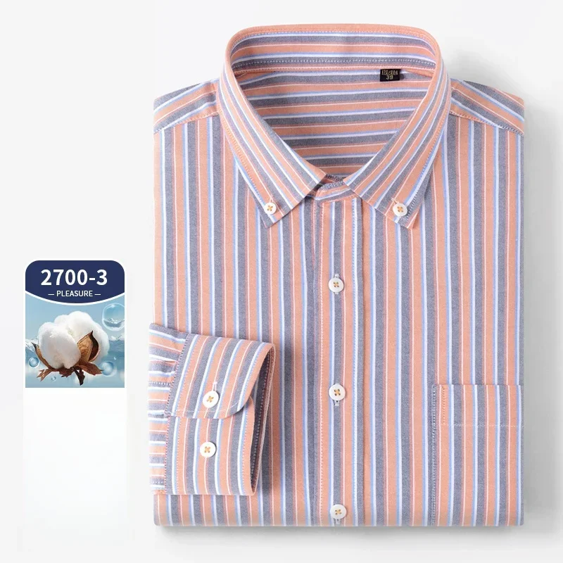คุณภาพสูงเสื้อแขนยาวผู้ชายกระเ - Oxford Cotton Casual Shirt Business บทวิจารณ์และราคา