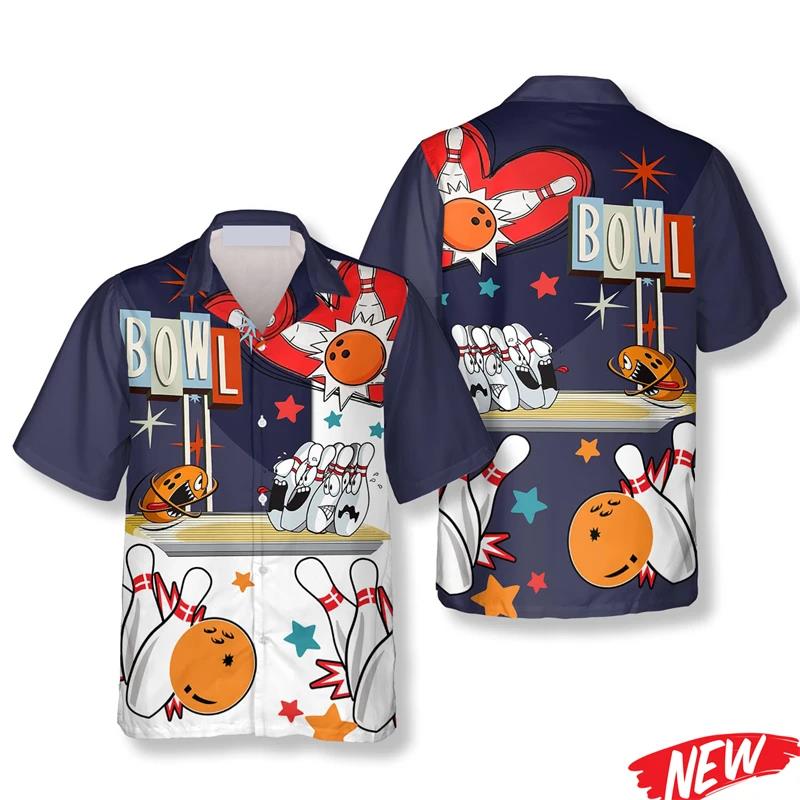 เสื้อฮาวายลายโบว์ลิ่งคลาสสิกสำ - Short Sleeve Bowling Shirt Retro บทวิจารณ์และราคา