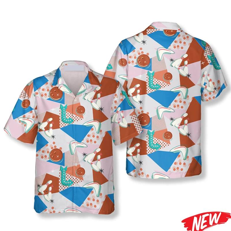 เสื้อฮาวายลายโบว์ลิ่งคลาสสิกสำ - Short Sleeve Bowling Shirt Retro บทวิจารณ์และราคา