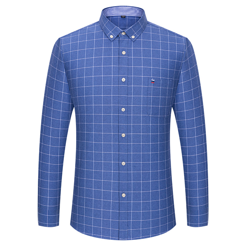 เสื้อเชิ้ตลายสก็อตลายทางผู้ชาย - Oxford Cotton Casual Shirt Business บทวิจารณ์และราคา