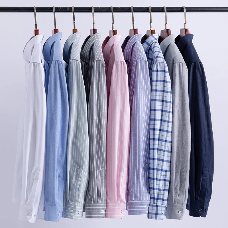 เสื้อเชิ้ตลายสก็อตลายทางผู้ชาย - Oxford Cotton Casual Shirt Business บทวิจารณ์และราคา