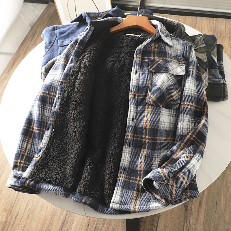 เสื้อเชิ๊ตผู้ชายผ้าสักหลาดลายส - Flannel Plaid Shirt Heavy Weight บทวิจารณ์และราคา
