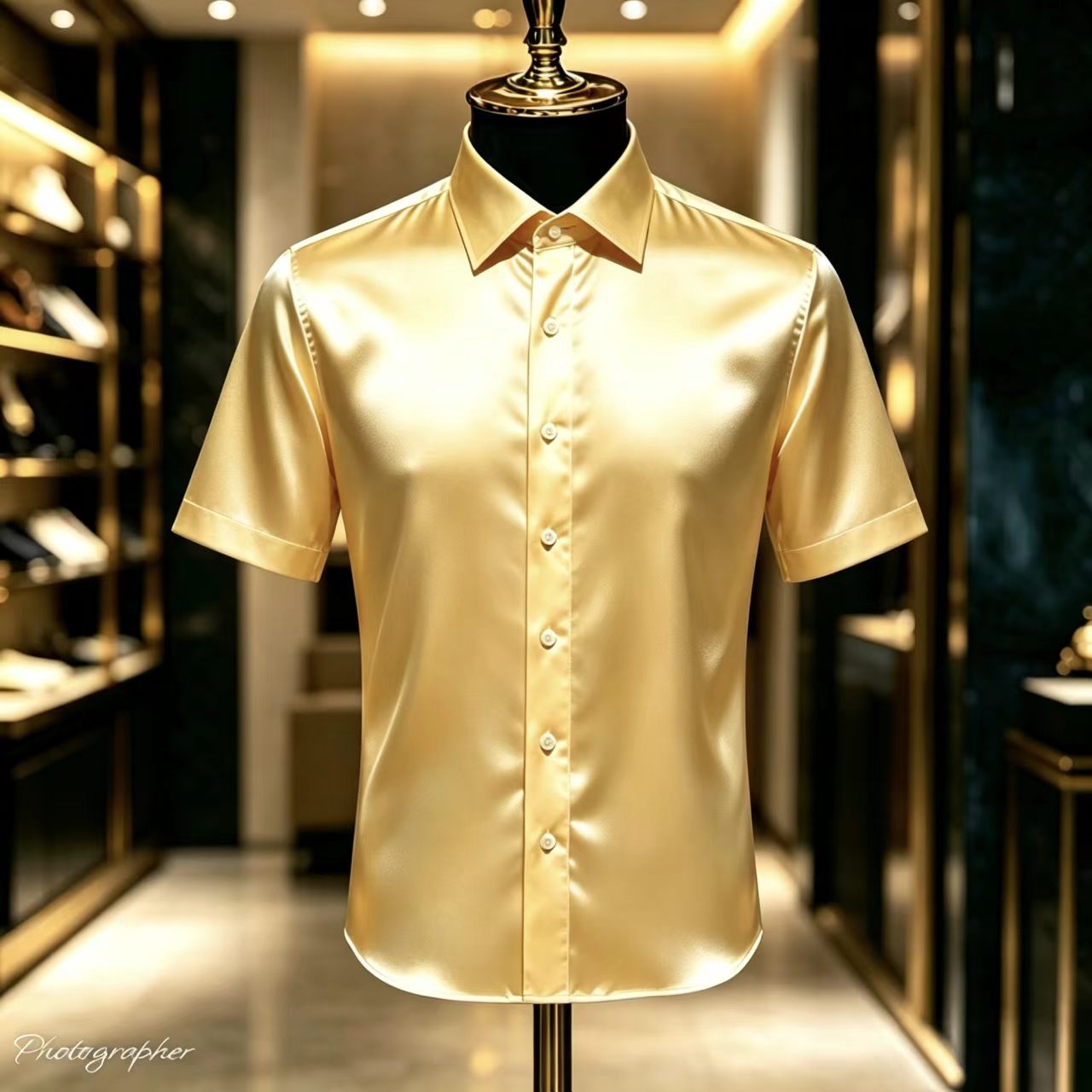 เสื้อเชิ้ตผู้ชายแขนสั้นผ้าซาติ - Mens Satin Silk Dress Shirt บทวิจารณ์และราคา