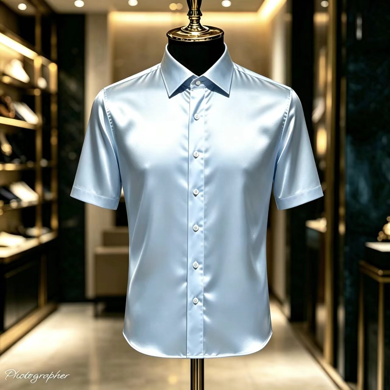 เสื้อเชิ้ตผู้ชายแขนสั้นผ้าซาติ - Mens Satin Silk Dress Shirt บทวิจารณ์และราคา
