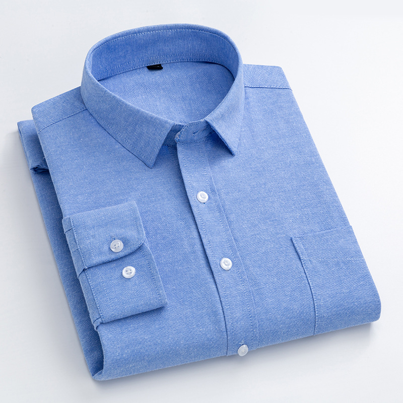 สีกรมท่าอ็อกซ์ฟอร์ดเสื้อเชิ้ตผ - Oxford Cotton Casual Shirt Business บทวิจารณ์และราคา