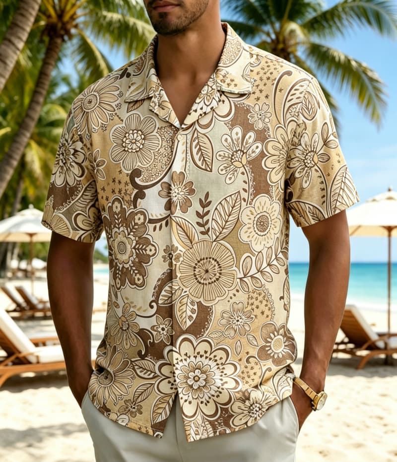เสื้อเชิ้ตพิมพ์ลายดอกไม้สไตล์โ - Vintage Hawaiian Floral Shirt บทวิจารณ์และราคา