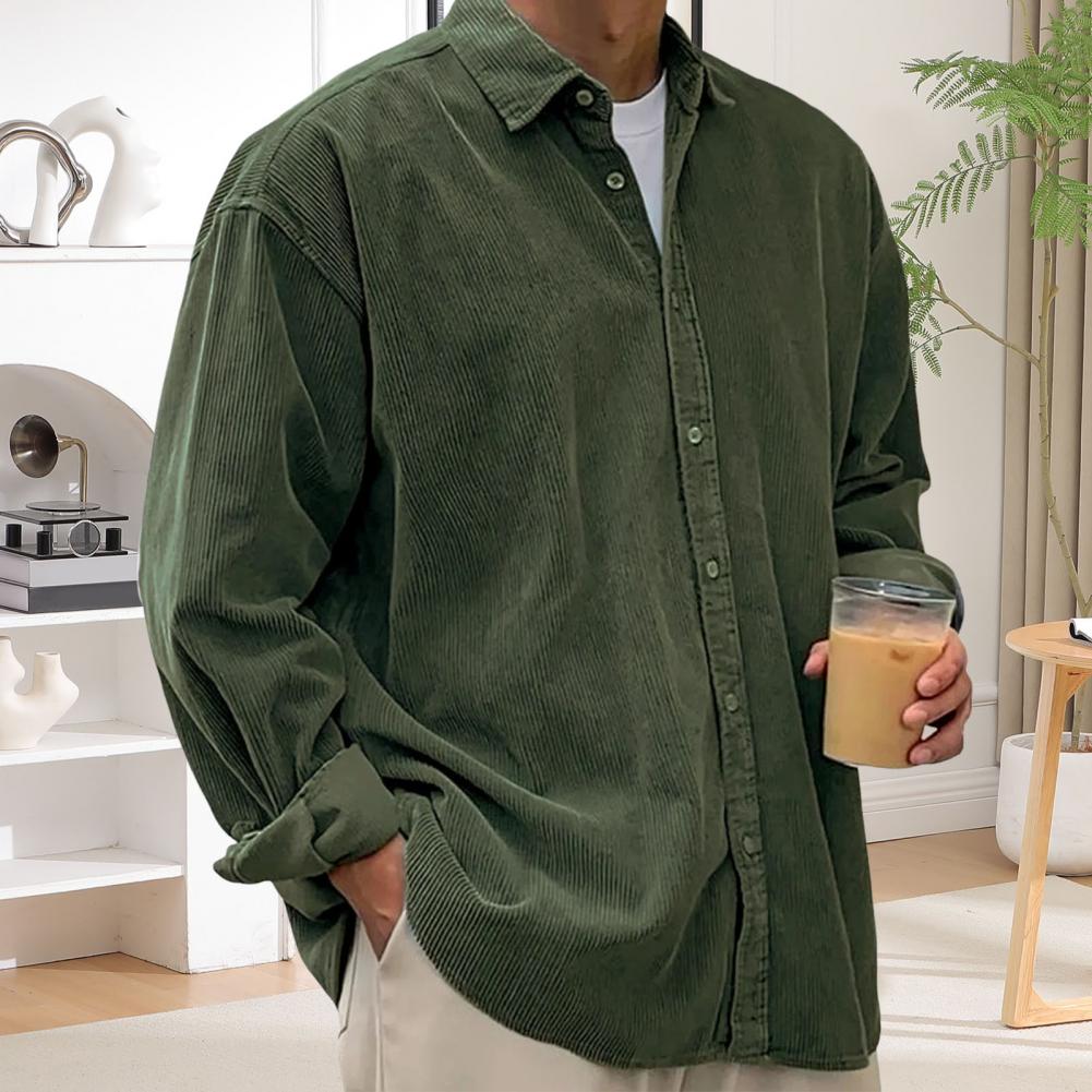 เสื้อเชิ้ตผู้ชายลำลองสำหรับกิจ - Corduroy Button Up Shirt Men บทวิจารณ์และราคา