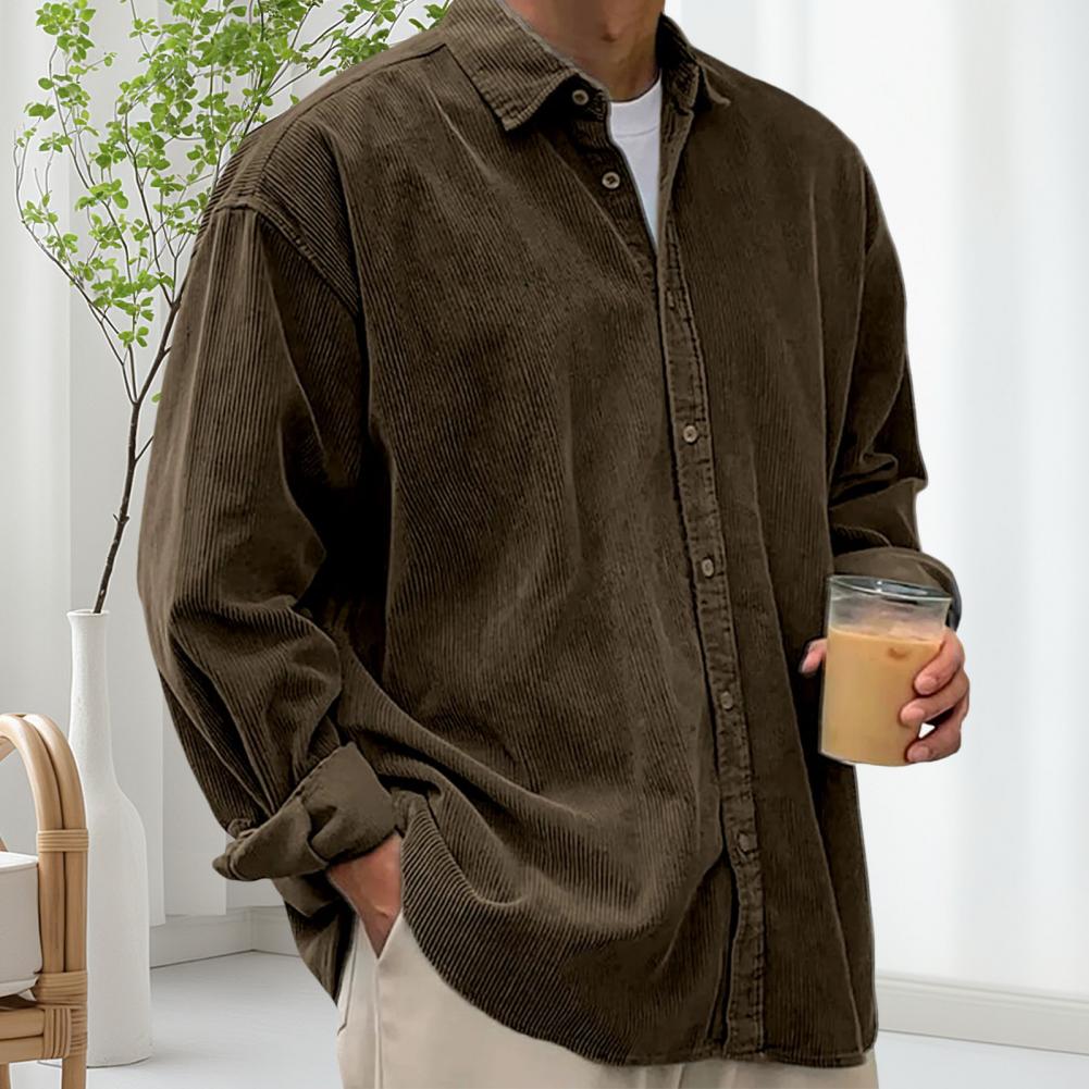 เสื้อเชิ้ตผู้ชายลำลองสำหรับกิจ - Corduroy Button Up Shirt Men บทวิจารณ์และราคา