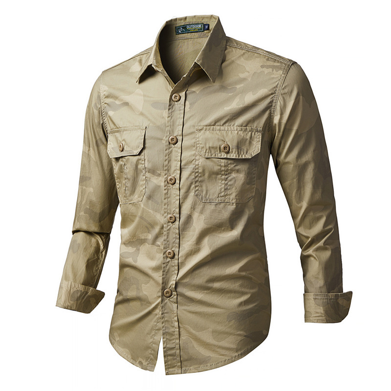 เสื้อเชิ้ตคาร์โก้ผู้ชายสำหรับฤ - Tactical Military Shirt Cargo บทวิจารณ์และราคา