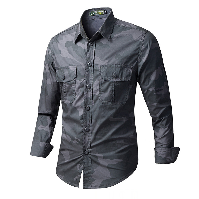 เสื้อเชิ้ตคาร์โก้ผู้ชายสำหรับฤ - Tactical Military Shirt Cargo บทวิจารณ์และราคา