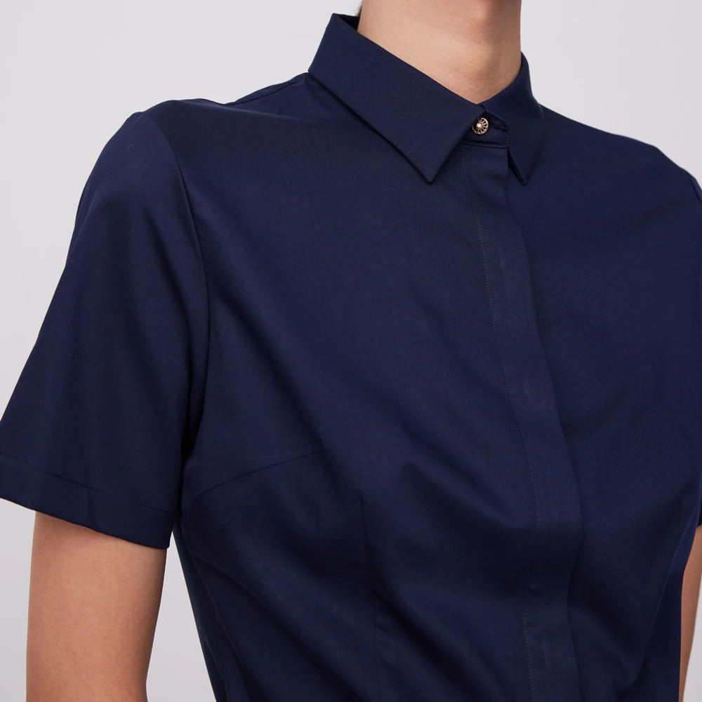 เสื้อเชิ้ตแขนสั้นผู้หญิง ผ้าไม - Breathable Bamboo Fiber Shirt Non Iron บทวิจารณ์และราคา