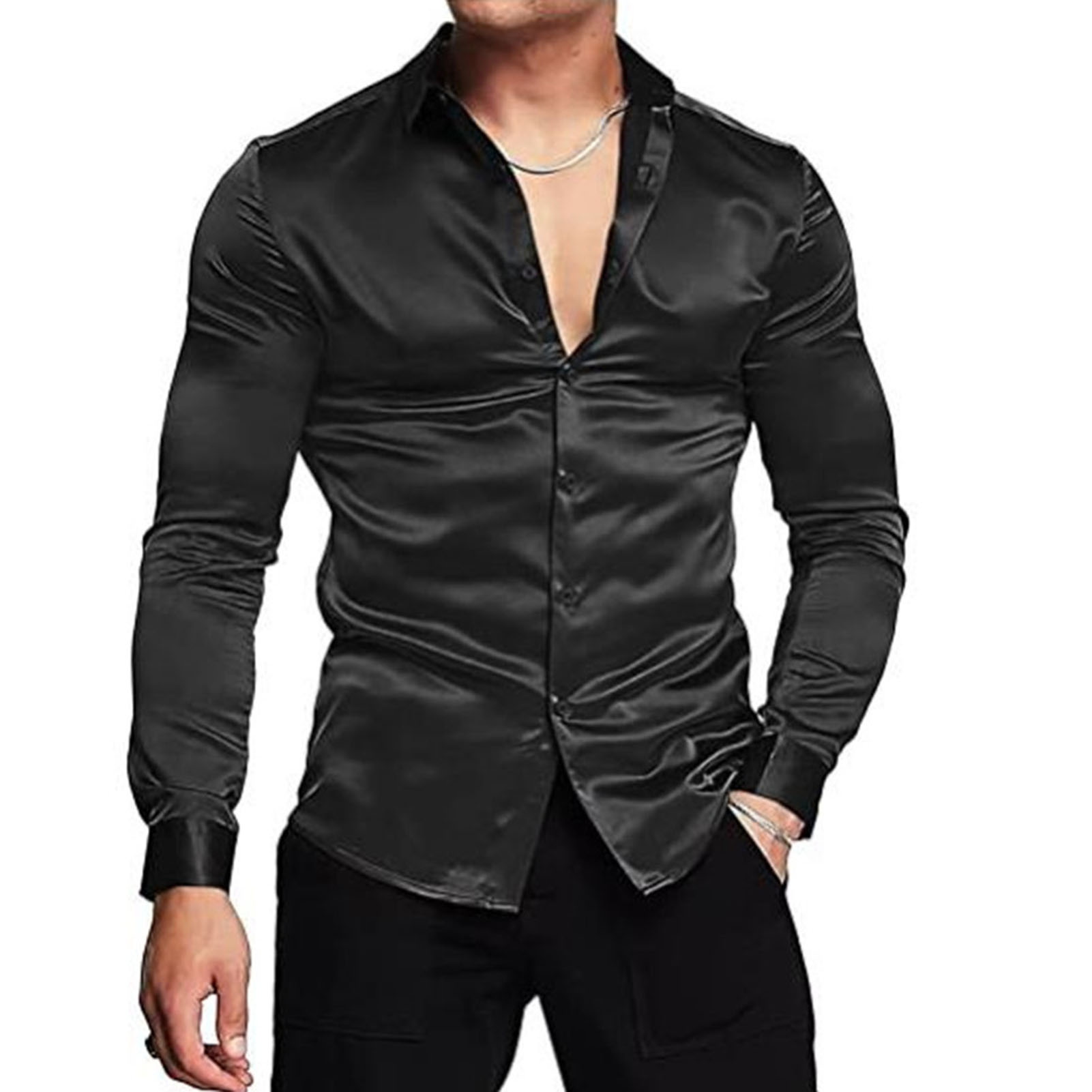 เสื้อเชิ้ตผ้าไหมซาตินสำหรับฤดู - Mens Satin Silk Dress Shirt บทวิจารณ์และราคา