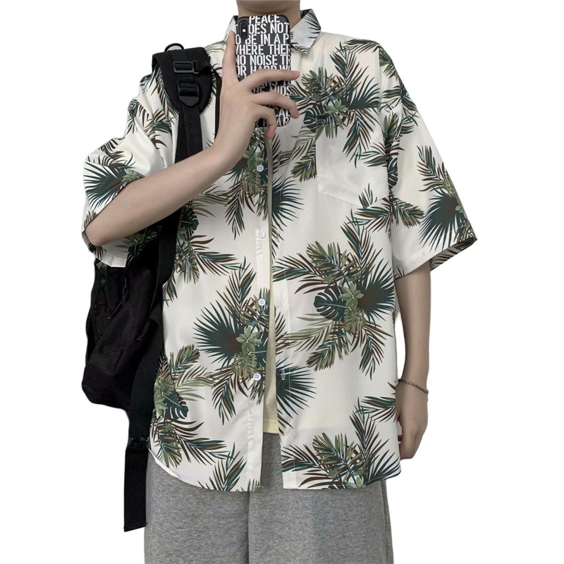 เสื้อฤดูร้อนแขนสั้นแนวฮาวายย้อ - Vintage Hawaiian Floral Shirt บทวิจารณ์และราคา