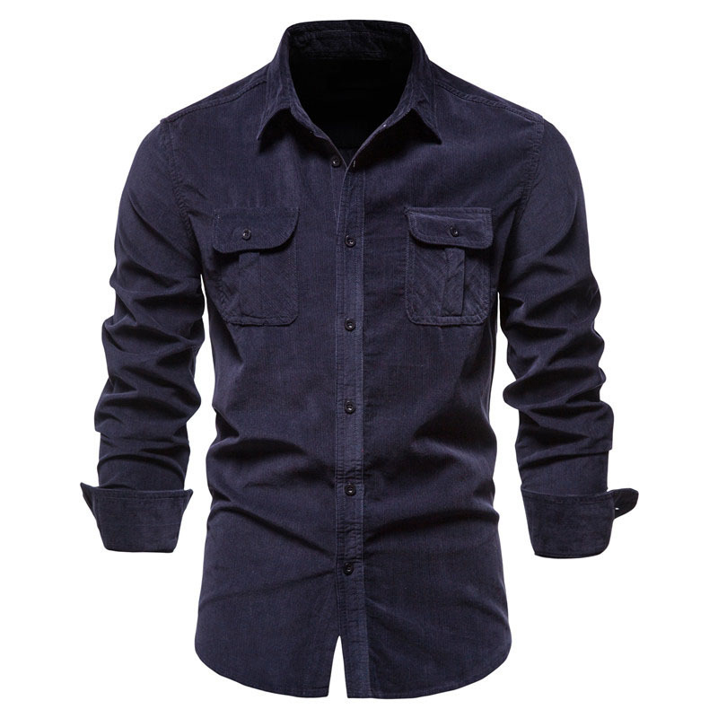 เสื้อแจ็คเก็ตผ้าลูกฟูกสีพื้นสไ - Corduroy Button Up Shirt Men บทวิจารณ์และราคา
