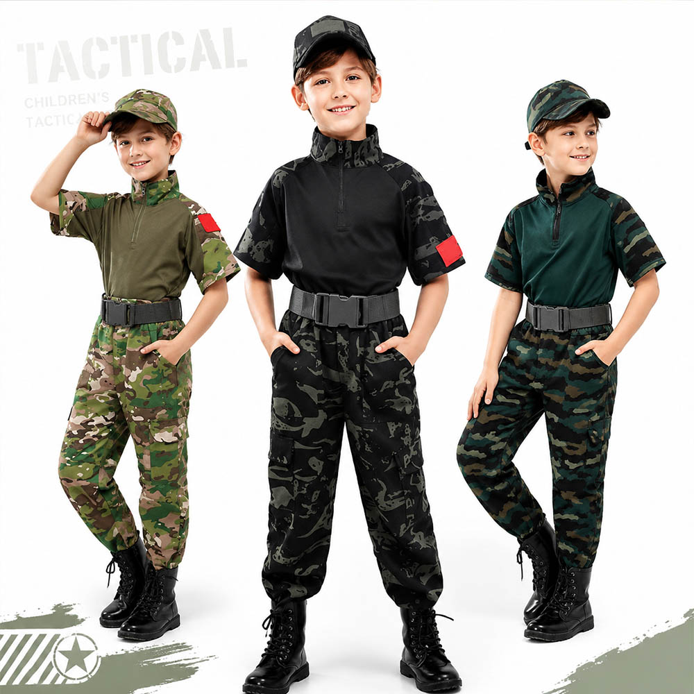 ชุดลายพรางเด็ก ชุดทหารแขนสั้น  - Tactical Military Shirt Cargo บทวิจารณ์และราคา