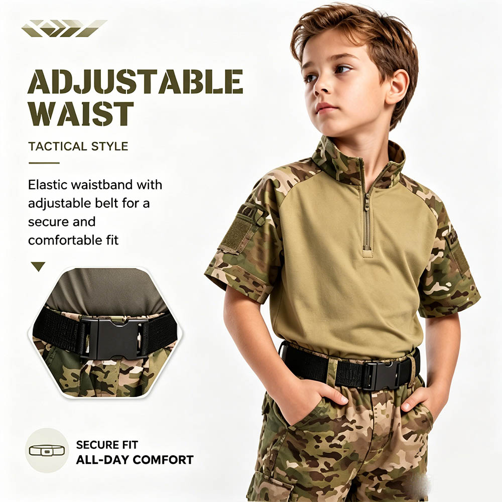 ชุดลายพรางเด็ก ชุดทหารแขนสั้น  - Tactical Military Shirt Cargo บทวิจารณ์และราคา