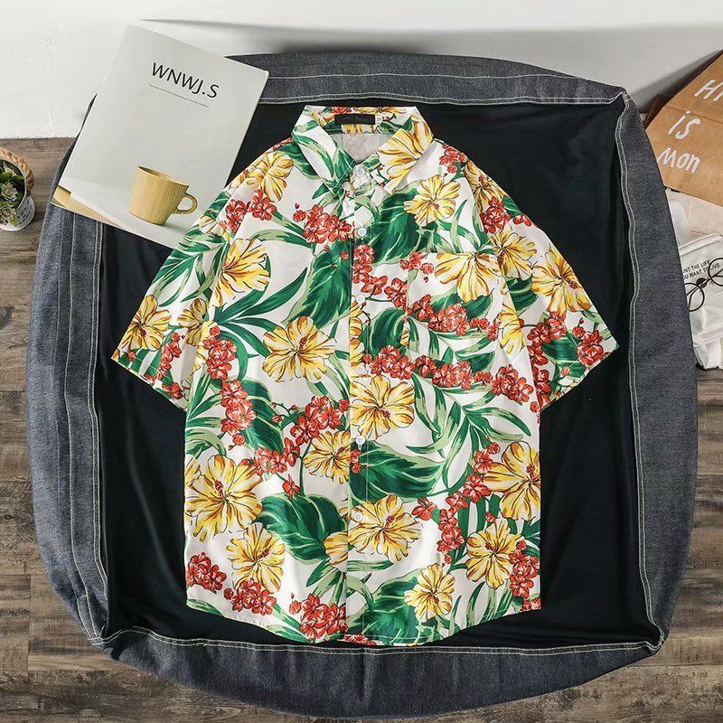 เสื้อฮาวายชายหาดผู้ชายแขนสั้นล - Vintage Hawaiian Floral Shirt บทวิจารณ์และราคา