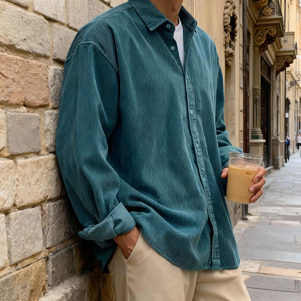 เสื้อเชิ้ตคอร์ดดูรอยผู้ชายทรงห - Corduroy Button Up Shirt Men บทวิจารณ์และราคา
