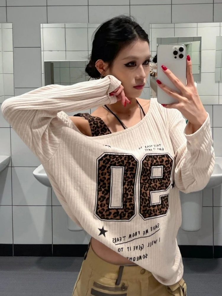 เสื้อยืดลายเสือดาวสไตล์ Y2K แบ - T-Shirts บทวิจารณ์และราคา