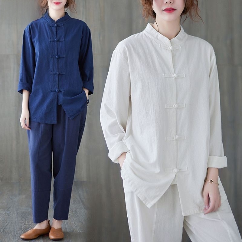 เสื้อเชิ้ตผ้าฝ้ายลินินทรงหลวม  - Mens Linen Shirt Long Sleeve บทวิจารณ์และราคา