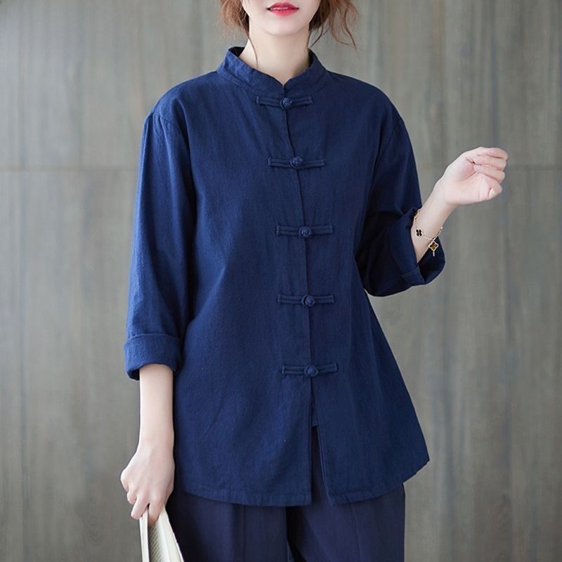 เสื้อเชิ้ตผ้าฝ้ายลินินทรงหลวม  - Mens Linen Shirt Long Sleeve บทวิจารณ์และราคา