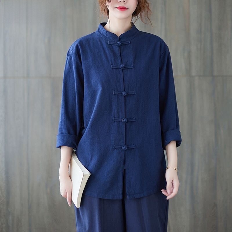 เสื้อเชิ้ตผ้าฝ้ายลินินทรงหลวม  - Mens Linen Shirt Long Sleeve บทวิจารณ์และราคา
