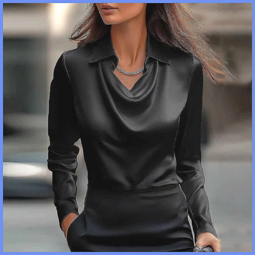 เสื้อซาตินวินเทจผู้หญิง แขนยาว - Shirts บทวิจารณ์และราคา