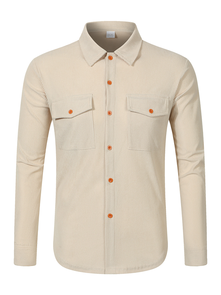 เสื้อแจ็คเก็ตเชิ้ตคอร์ดดูรอยลำ - Corduroy Button Up Shirt Men บทวิจารณ์และราคา