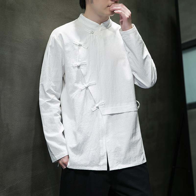 เสื้อเชิ้ตผู้ชาย M-XXXXXL ผ้าฝ - Mens Linen Shirt Long Sleeve บทวิจารณ์และราคา